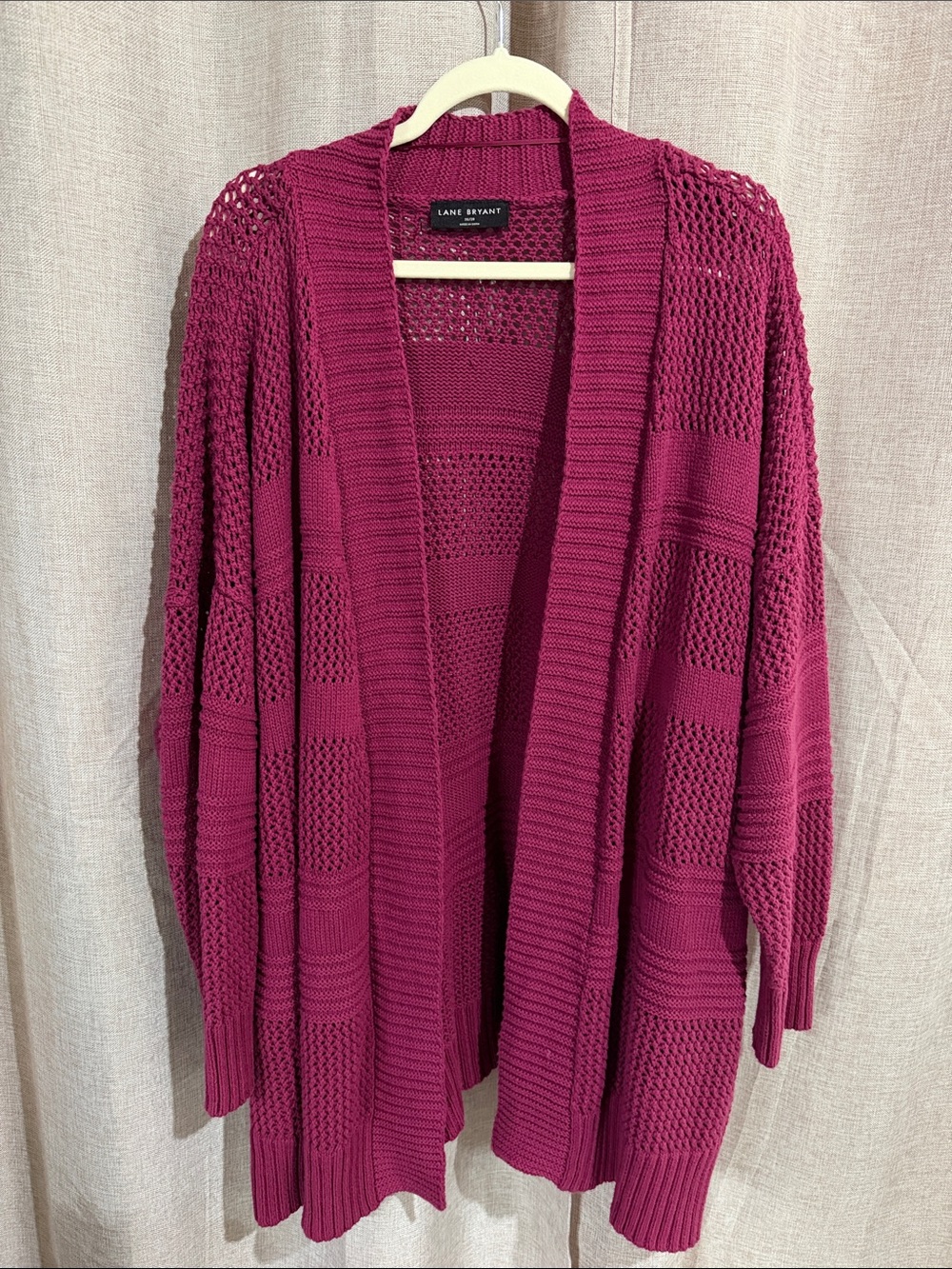 Lane Bryant Raspberry Open-Front Knit Cardigan